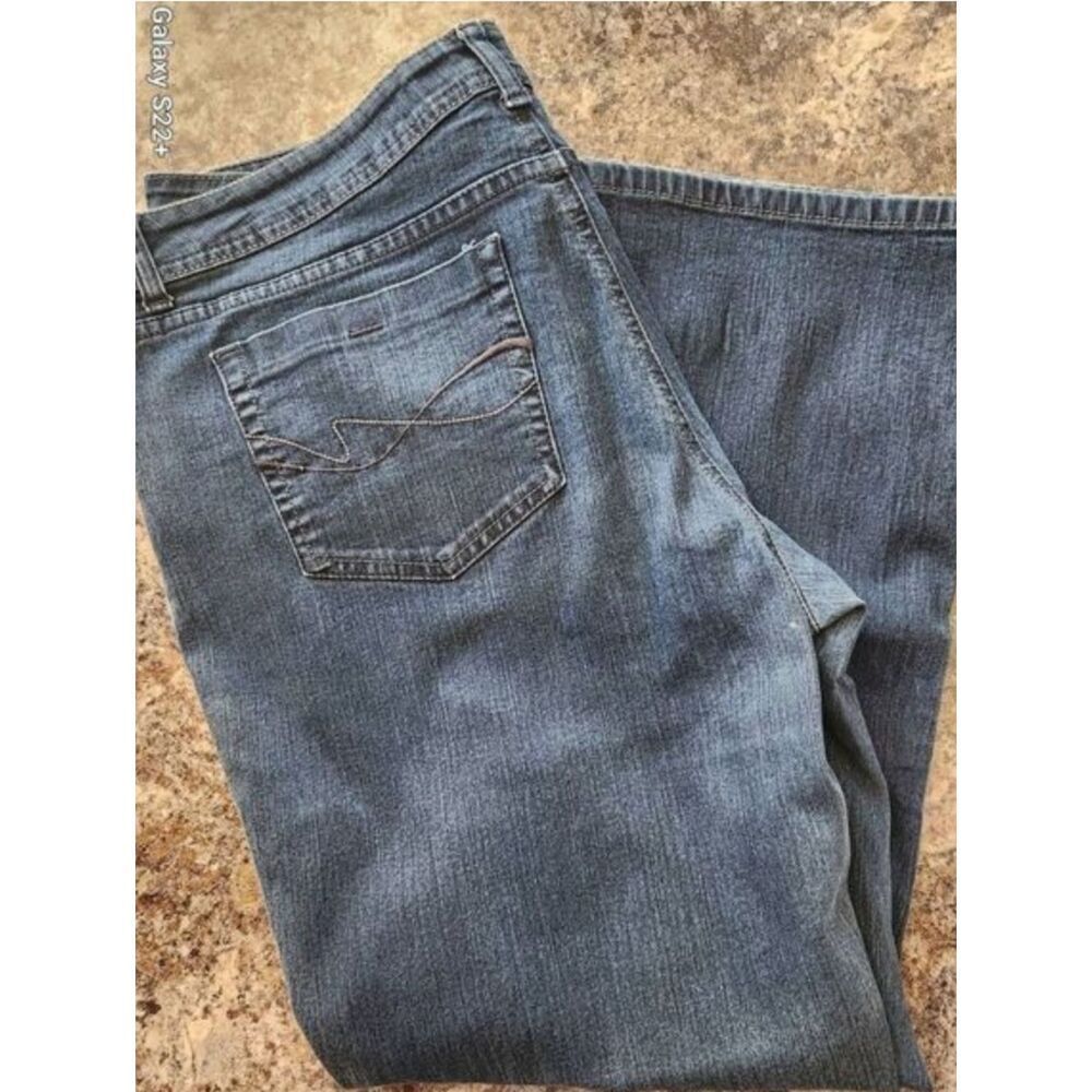 15 Faded Glory Stretch Bootcut petite Women's Blue Jeans-Pocket Stitch Detail